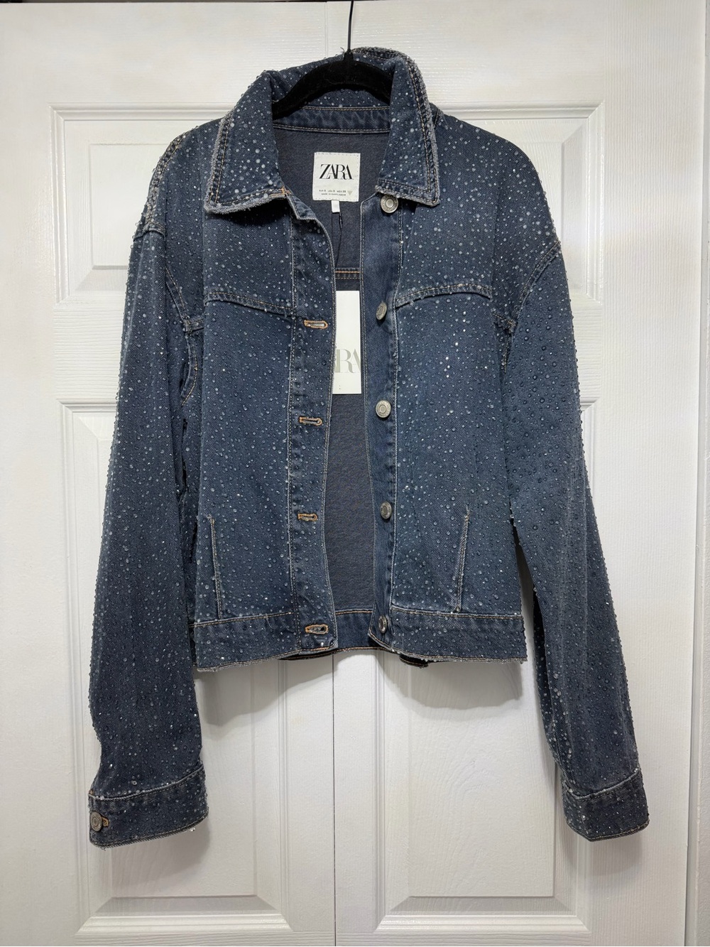 ZARA Dark Blue Studded Denim Jacket